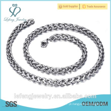 2015 mais recente quente de prata de aço inoxidável de trigo trançado colar de corrente 316L em aço inoxidável colar de moda jóias por atacado